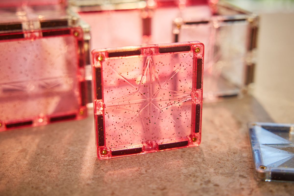 Cleverclixx Glitter Tiles Pack Transparent - Pink (16 Teile)