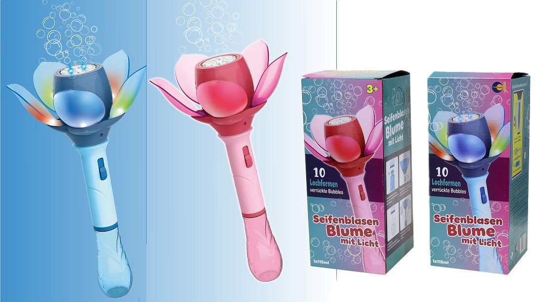 Seifenblasen Blume mit Licht blau