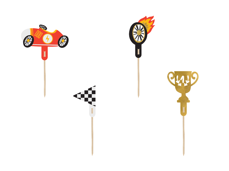 Caketopper Rennautos (4-teilig) - Party Deco