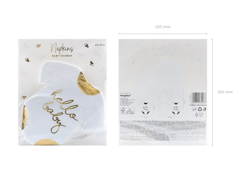 Servietten Body "Hello Baby" (20 Stk.) - Party Deco