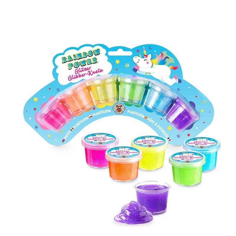 RAINBOW POWER Glitzer-Glibber-Knet-Set (6 x 16g)