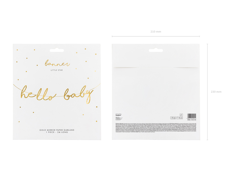 Girlande Little Star "Hello Baby" gold - Party Deco