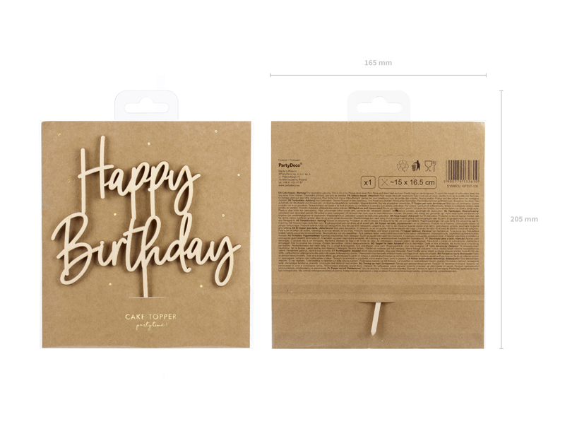 Caketopper aus Holz "Happy Birthday" - Party Deco