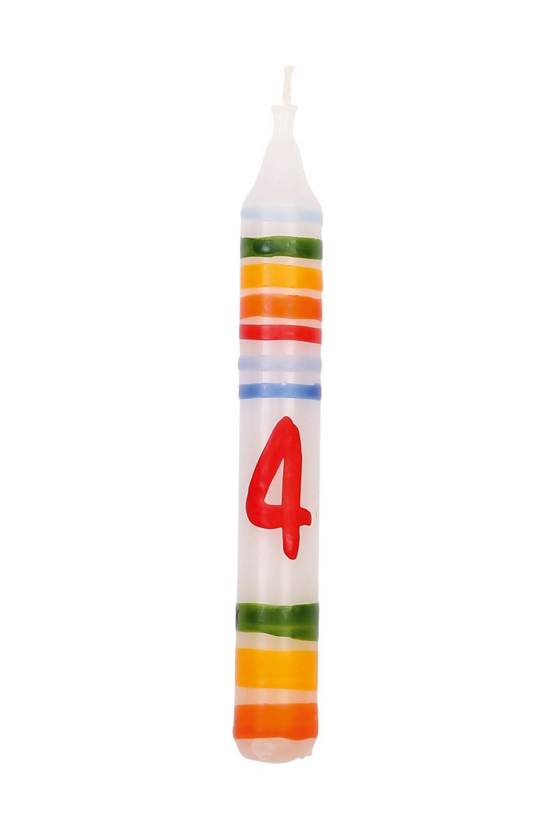 Geburtstagskerze Zahl 4 Ringelbunt (1 Stück) - ahrens