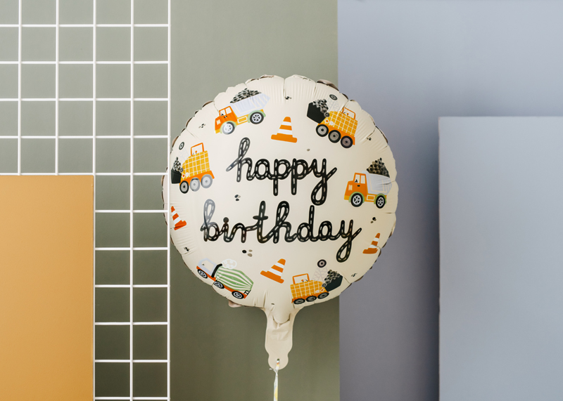 Folienballon Baufahrzeuge, rund 45cm - Party Deco