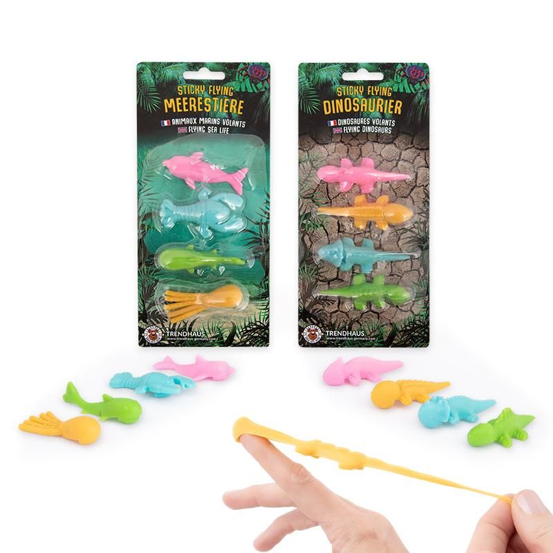RETTE SICH… Sticky Flying Dinos & Meerestiere (4er-Set)