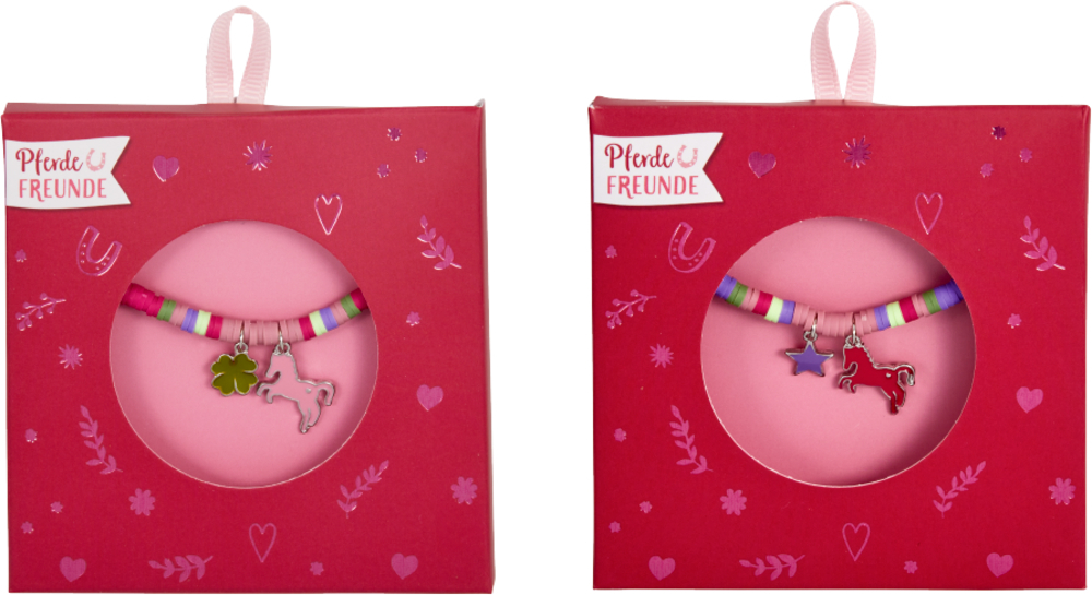 Armband Pferdefreunde mit bunten Disc-Perlen (1 Stück, verschiedene Designs)