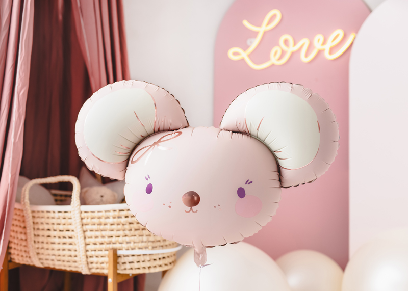 Folienballon Maus, 96x64 cm, hellrosa - Party Deco