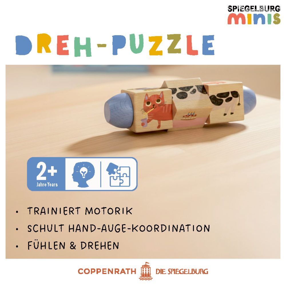 Holz-Dreh-Puzzle mit 4 Tieren - Spiegelburg minis