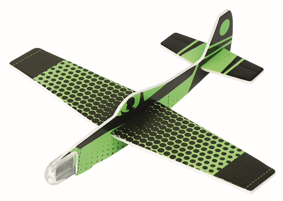 Leuchtender Segelflieger - Styroporflieger Glow in the dark (verschiedene Designs, 1 Stück) - Moses