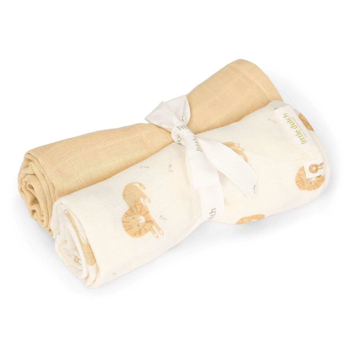 Mulltuch 70x70cm 2er Set gelb Safari Leo - Little Dutch
