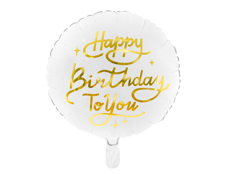 Folienballon Happy Birthday To You, 35cm, weiß - Party Deco