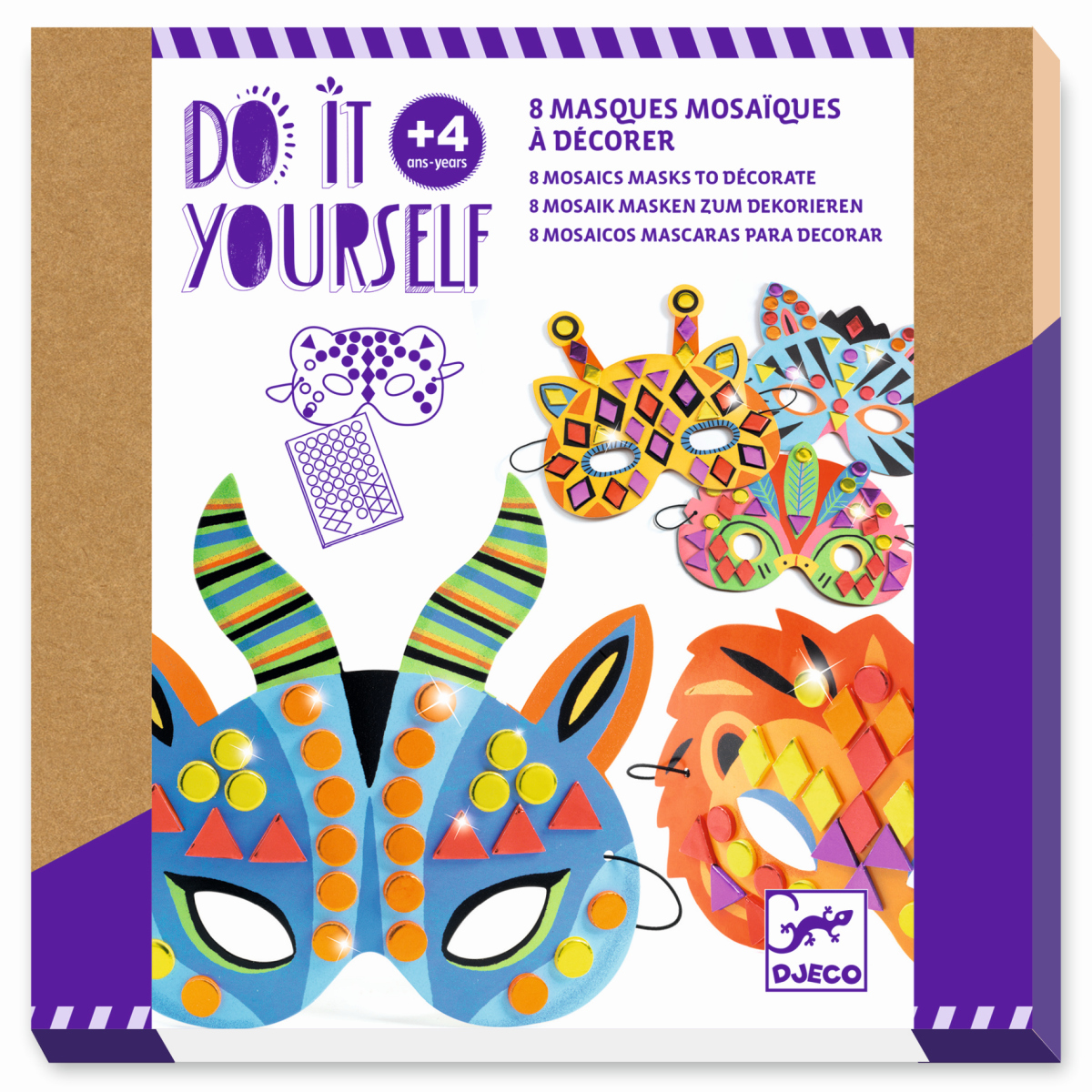 DIY Mosaik-Masken Dschungeltiere - DJECO