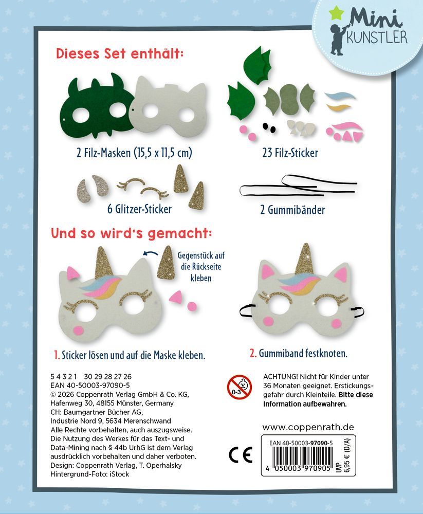 Mein kleines Bastelset: Filz-Masken (Einh./Drache) - Mini-Künstler