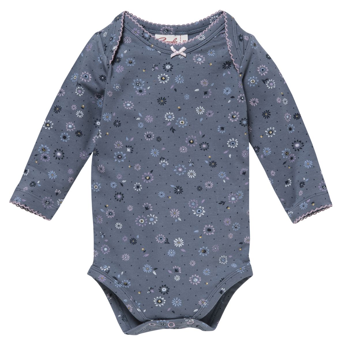 Body blau Frühlingsblumen GOTS - 74/80