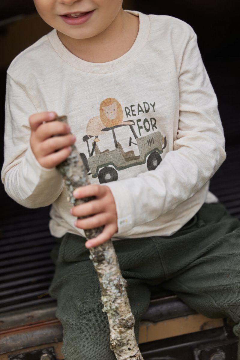 Langarmshirt Safari sand melange - 86