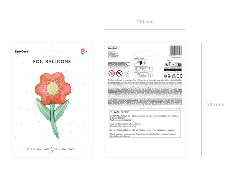 Folienballon Blume, 53x96 cm - Party Deco