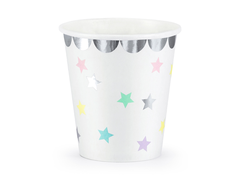 Pappbecher Einhorn - Sterne, 180 ml (6 Stk.) - Party Deco