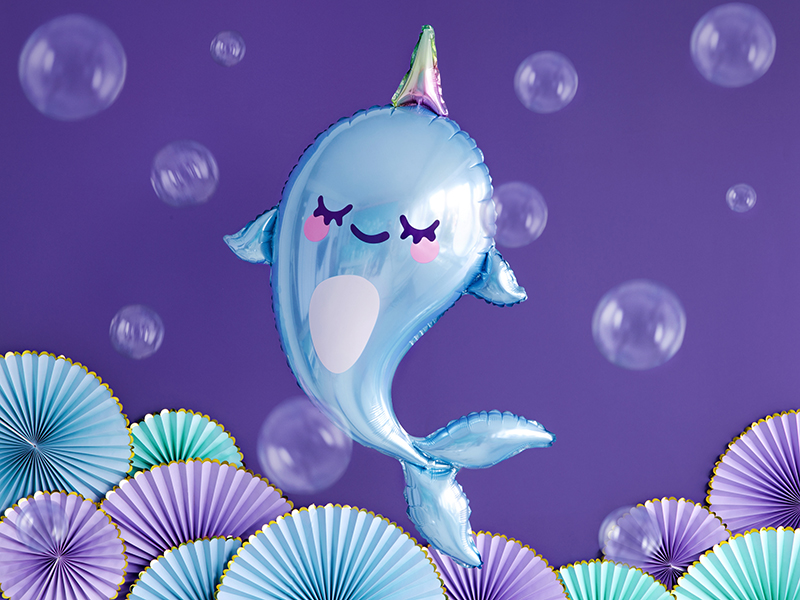 Folienballon Narwal, 53x87cm - Party Deco