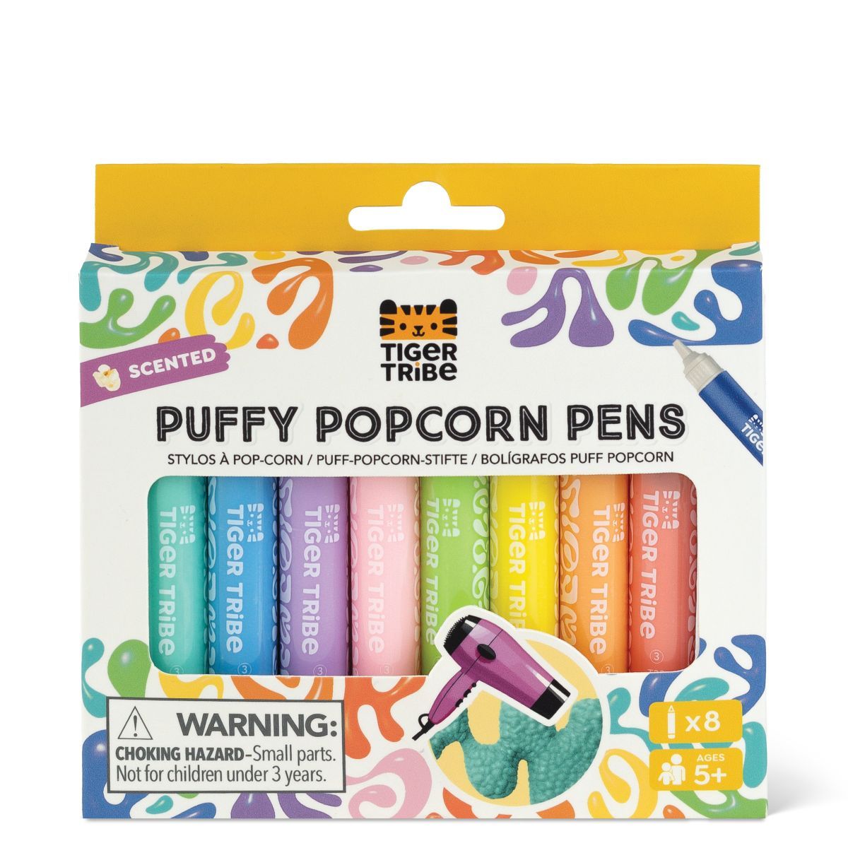 Puffy Popcorn Stifte mit Duft (8er Set) - Tiger Tribe