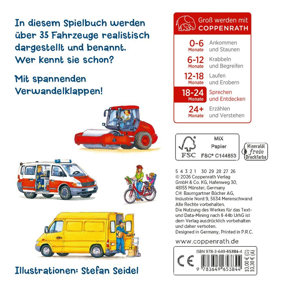 Löschen, baggern, pflügen: Mein Fahrzeuge-Klappenbuch 18M+