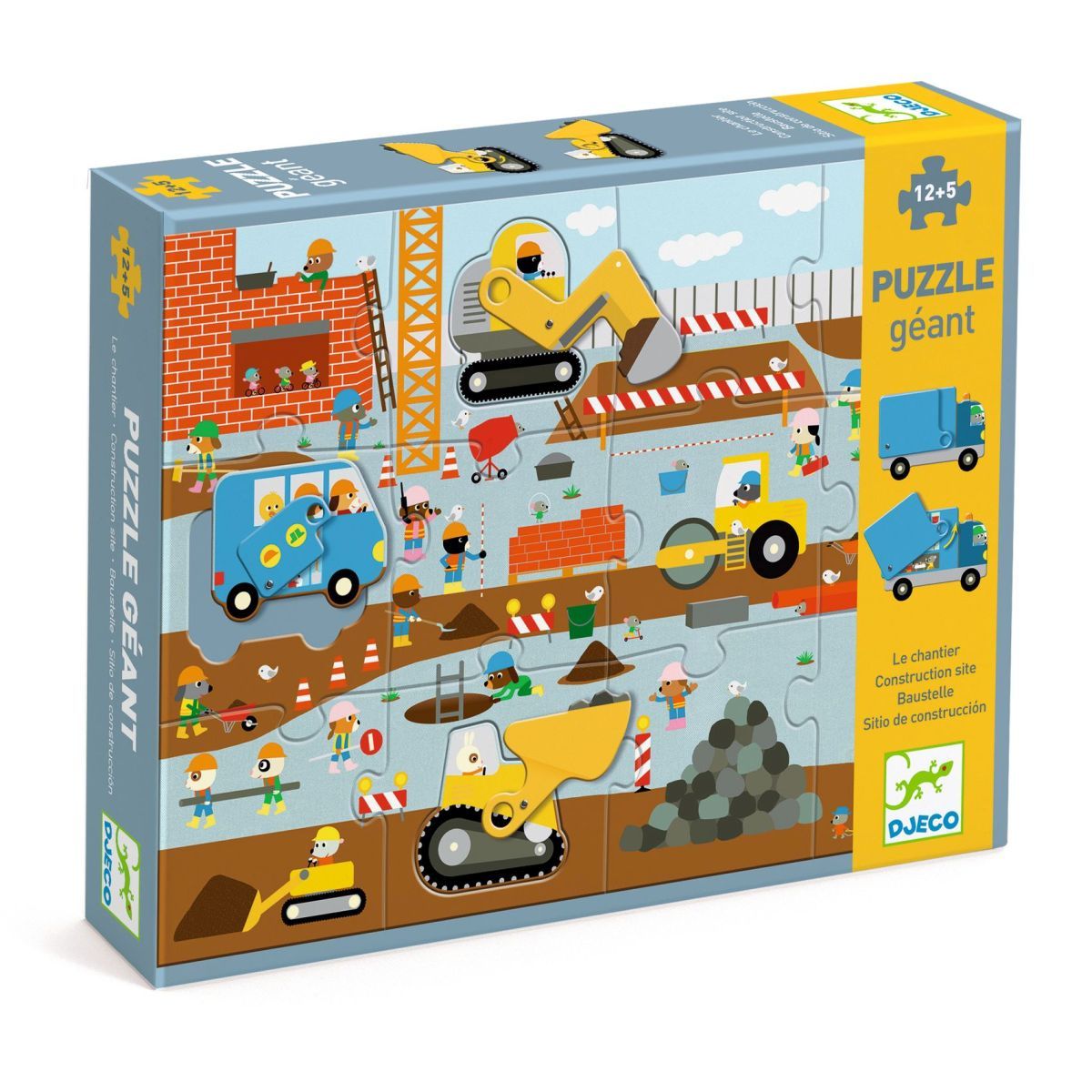 Bodenpuzzle: Baustelle (12 + 5 Teile) - Djeco