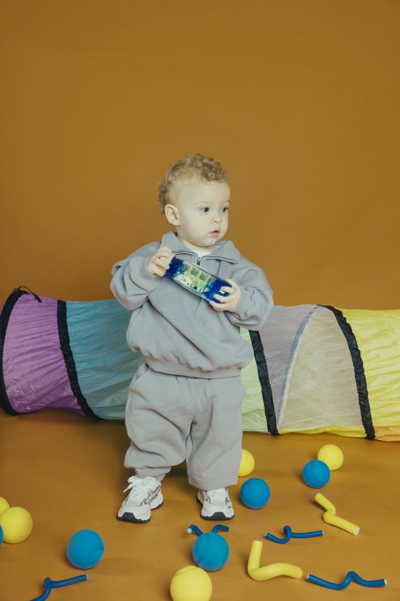 Sensorikflasche "Move" Spirale blau - Petit Boum