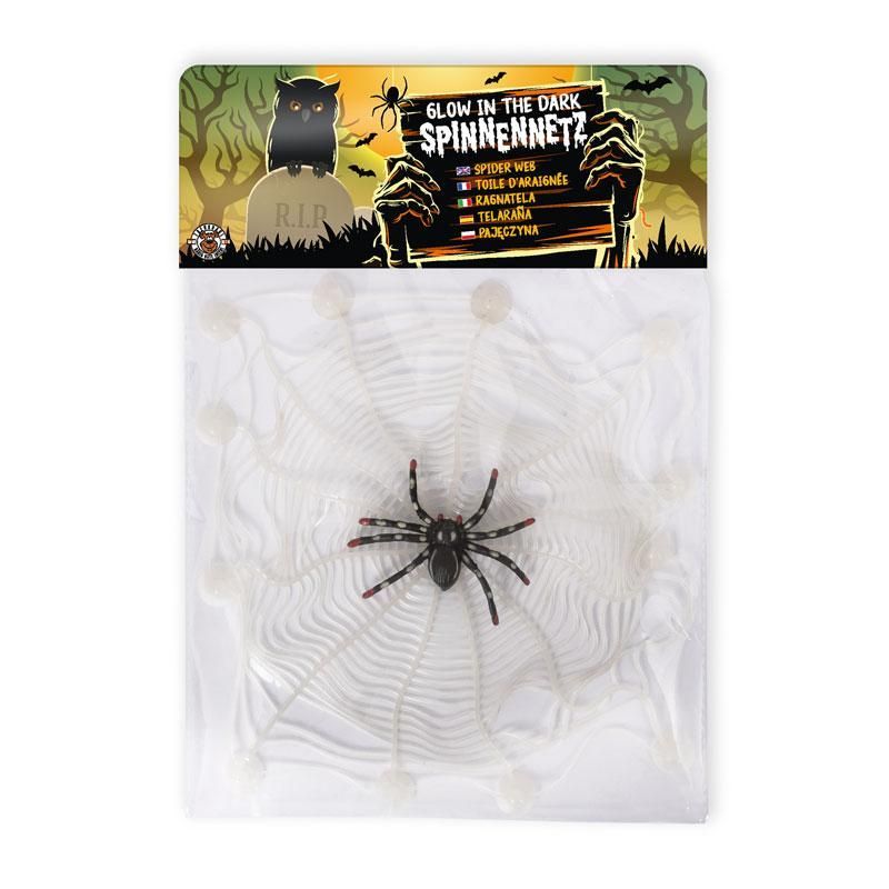 Spinnennetz Glow in the dark mit Spinne Halloween - Trendhaus