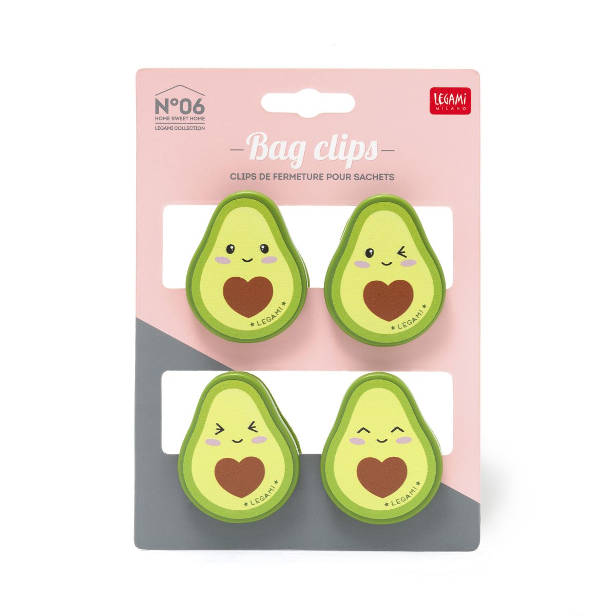 Set mit 4 Verschluss-Clips Avocado - Legami