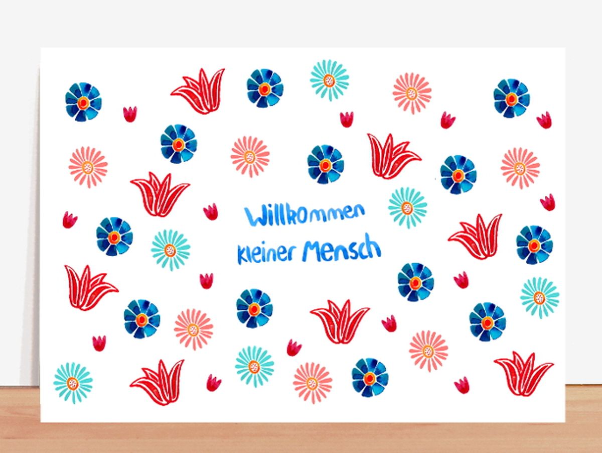 Postkarte "Willkommen kleiner Mensch" - Frau Ottilie