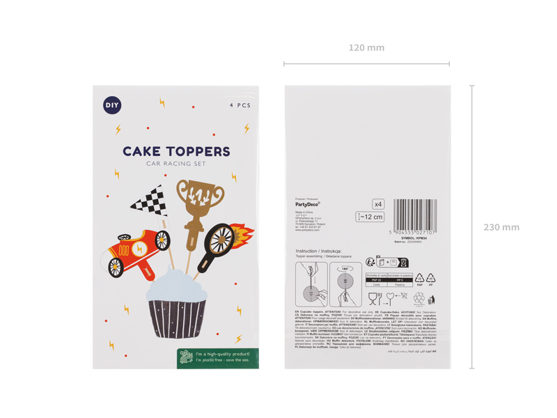 Caketopper Rennautos (4-teilig) - Party Deco