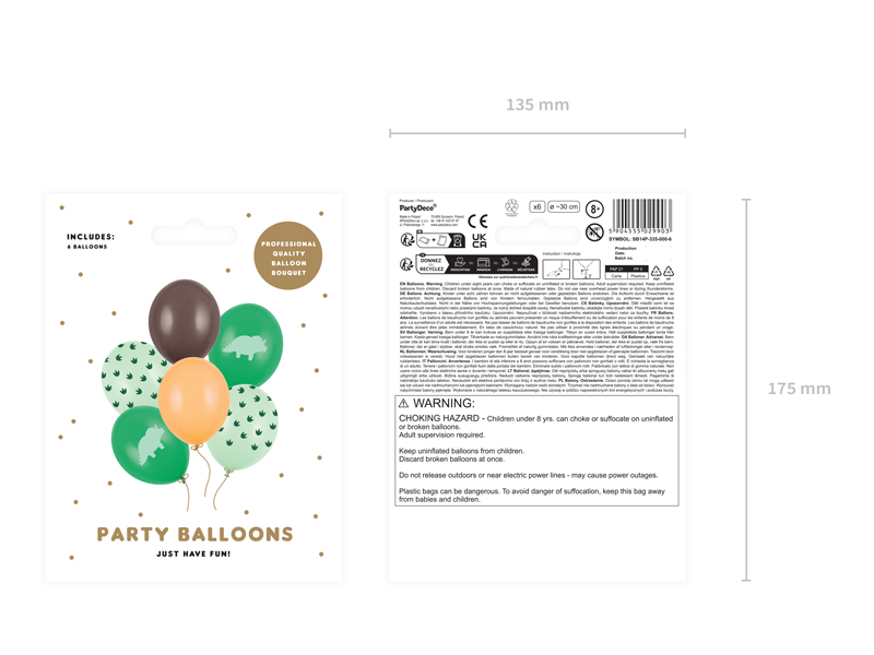 Luftballons Dinosaurier (6 Stk.) - Party Deco