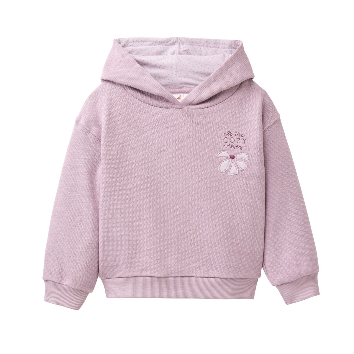 Sweat-Hoodie grauviolett cosy vibes GOTS - 110-116