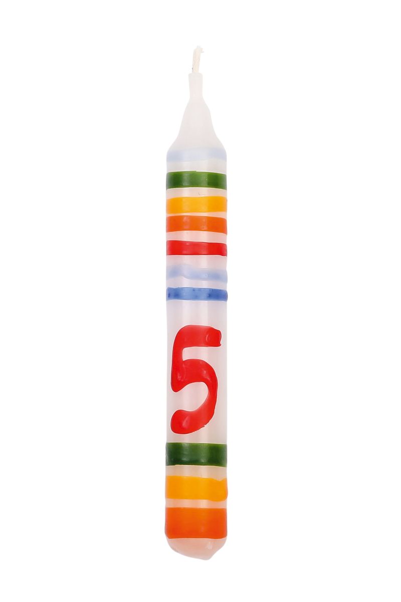 Geburtstagskerze Zahl 5 Ringelbunt (1 Stück) - ahrens