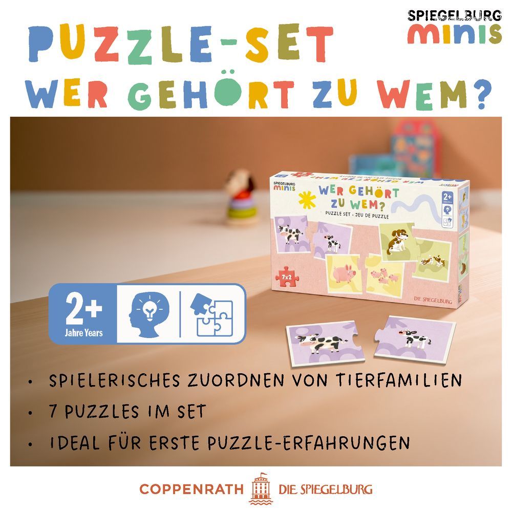 Puzzle-Set: Wer gehört zu wem (7 x 2 Teile) - Spiegelburg minis