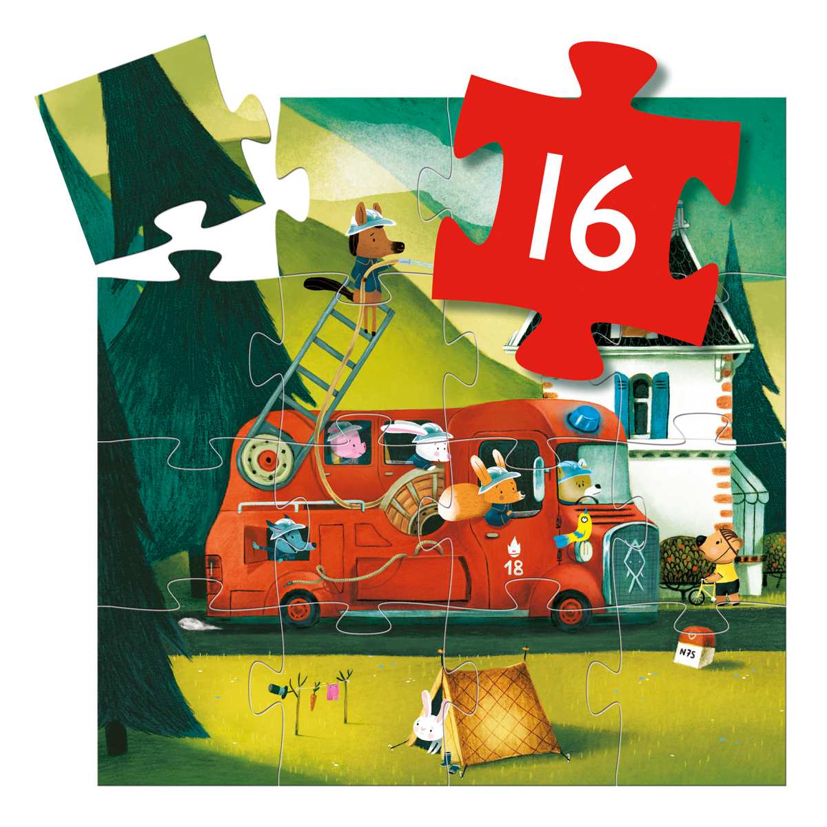 Puzzle Feuerwehr (16 Teile) - Djeco