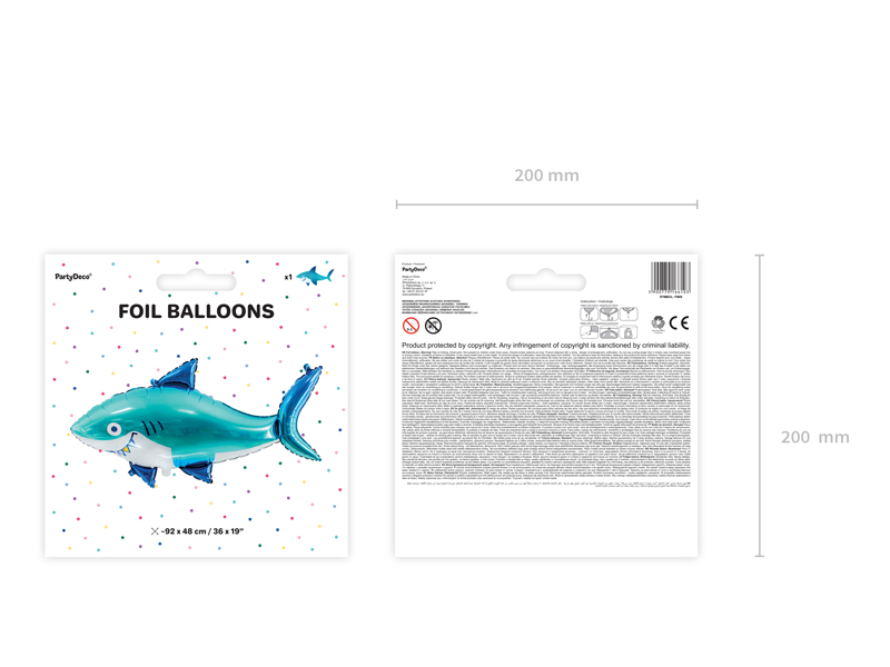 Folienballon Hai, 102x62 cm - Party Deco