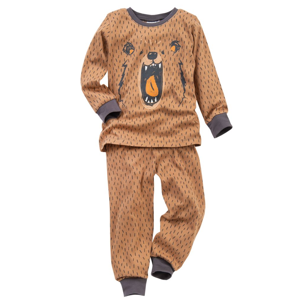 Pyjama GOTS braun AOP Fell 98