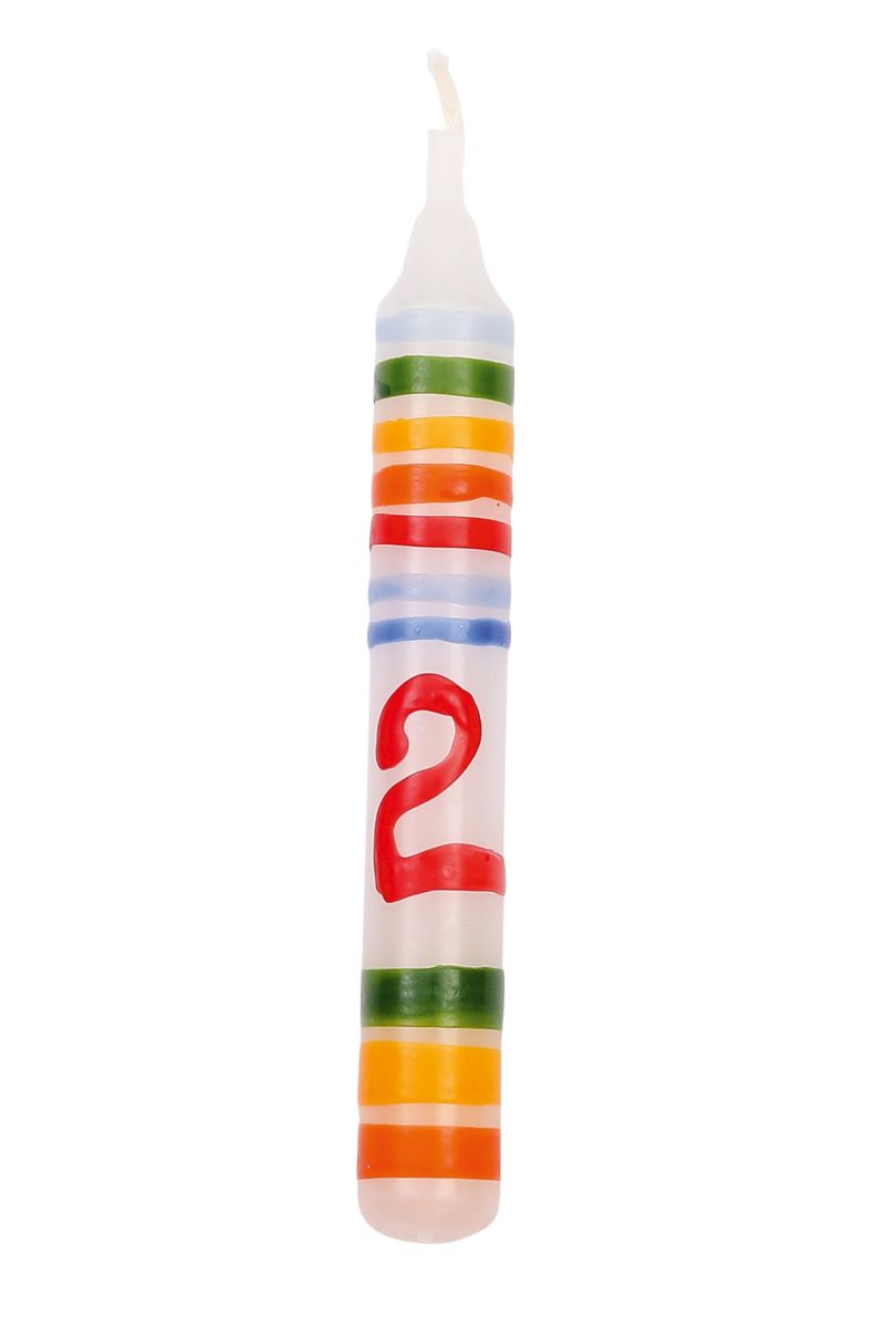 Geburtstagskerze Zahl 2 Ringelbunt (1 Stück) - ahrens