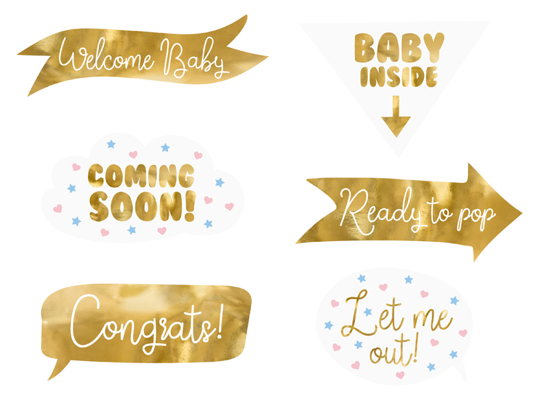 Foto-Gadgets für Baby Shower (6-teilig) - Party Deco