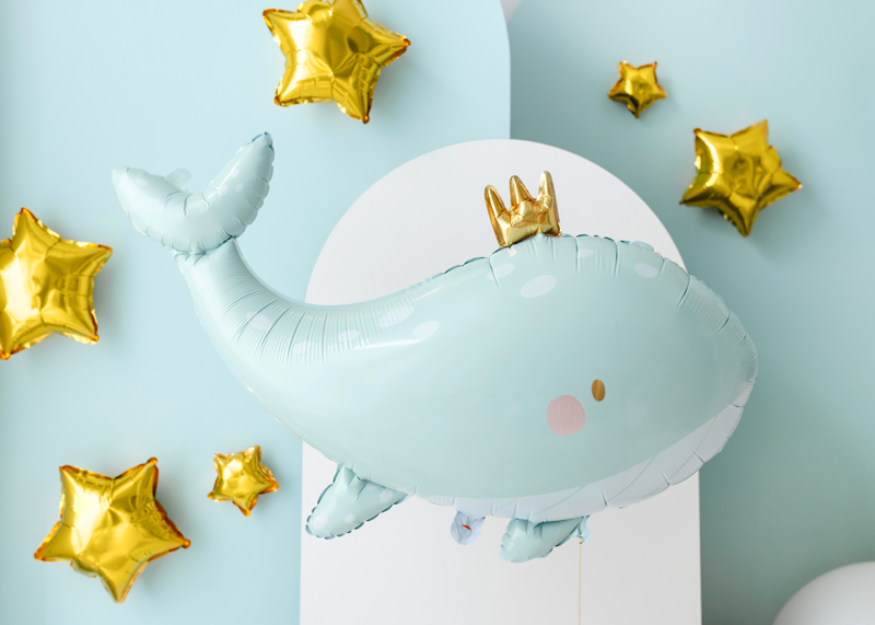 Folienluftballon Wal, 93x60 cm, himmelblau - Party Deco