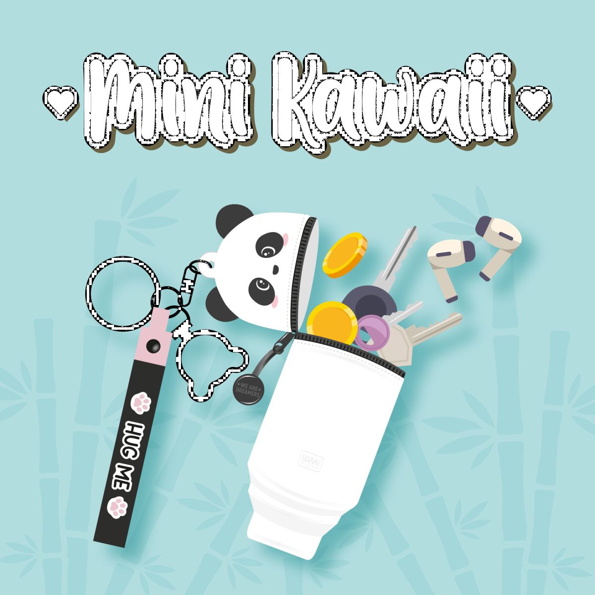 Mini Kawaii Münztasche mit Schlüsselanhänger Panda - Legami