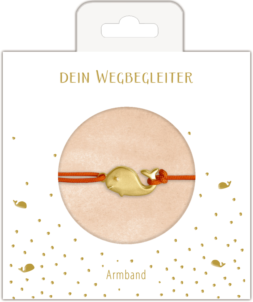 Armband orange mit Walanhänger (vergoldet)