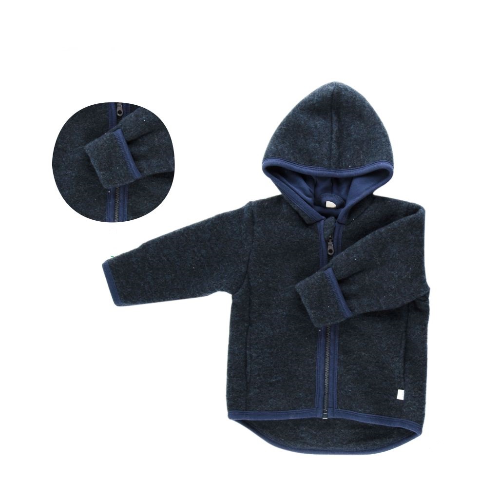Kapuzenjacke Woll Fleece dunkelblau Gr. 62-68