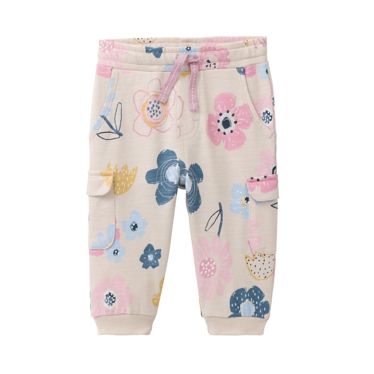 Cargo-Sweat-Hose lang Blumen GOTS - 74-80