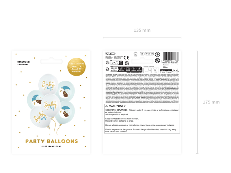 Luftballons 30 cm, Baby Boy (6 Stk.) - Party Deco