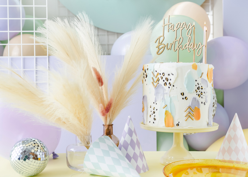 Caketopper aus Holz "Happy Birthday" - Party Deco
