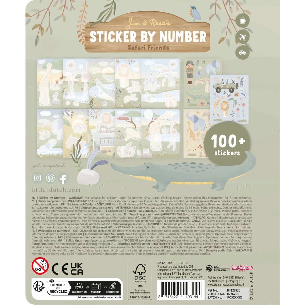 Stickerbuch Nummern Jim Safari Friends - Little Dutch