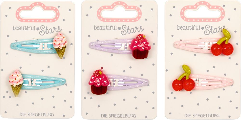 Haarclips Eis/Kirsche/Muffin - beautiful Stars (verschiedene Designs, 1 Set)