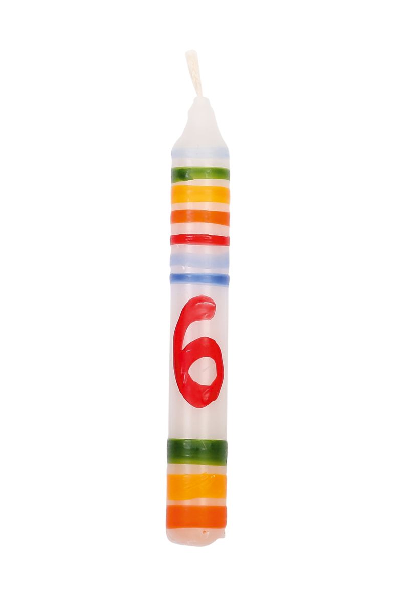Geburtstagskerze Zahl 6 Ringelbunt (1 Stück) - ahrens